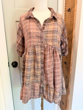 by together sequin babydoll dress NWT By Together Sequin Babydoll Dress Rose Gold Light Blue Size Small MSRP $108
